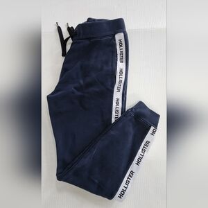 Hollister Mens Navy Joggers with Logo Stripe Size s